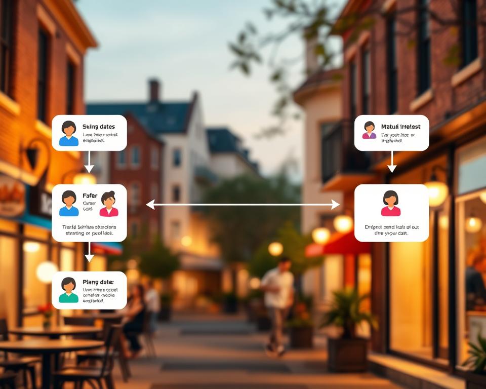 Workflow to turn chats into real dates on a local singles chat platform Workflow to turn chats into real dates on a local singles chat platform